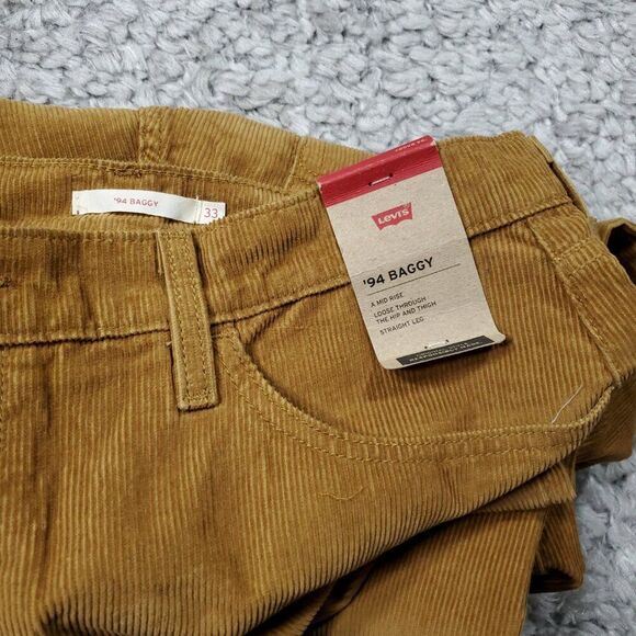 Levi's 94 Baggy Corduroy Brown Straight Leg Loose Pants Y2K 90s Size 33 x 31 - Picture 5 of 12